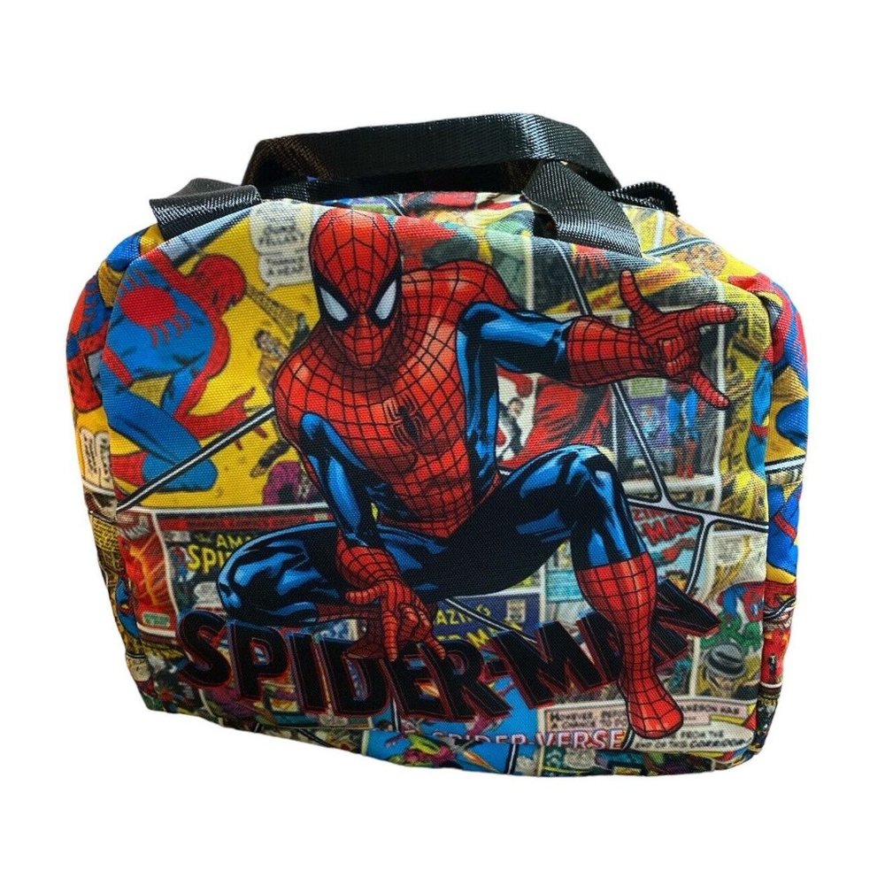 Spiderman Insulated Lunch Bag Exterior Pocket 2 Handle Zip Closure NWOT